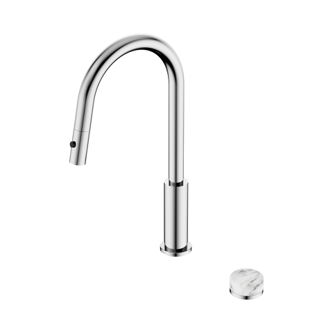 Serenity Progressive Pull Out kitchen Set With Arabescato Corchia Handle - Nero Serenity Collection - Chrome Finish