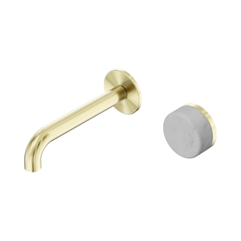 Serenity Progressive Wall Basin Mixer 160mm Spout With Carrara Handle - Nero Serenity Collection - Chrome FinishBrushed Gold Finish