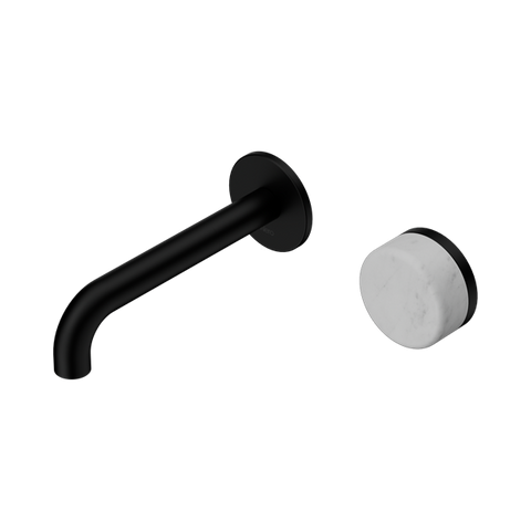 Serenity Progressive Wall Basin Mixer 160mm Spout With Carrara Handle - Nero Serenity Collection - Chrome FinishMatte Black Finish