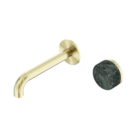 Serenity Progressive Wall Basin Mixer 160mm Spout With Verde Alpi Handle - Nero Serenity Collection - Chrome FinishBrushed Gold Finish