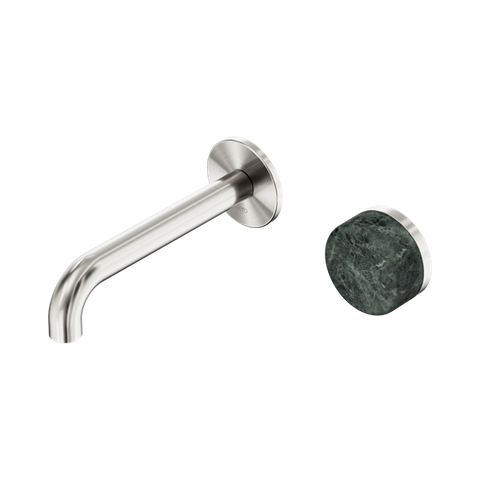 Serenity Progressive Wall Basin Mixer 160mm Spout With Verde Alpi Handle - Nero Serenity Collection - Chrome FinishBrushed Nickel Finish