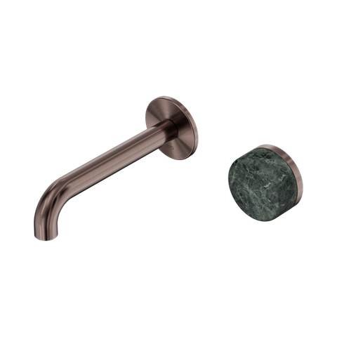 Serenity Progressive Wall Basin Mixer 160mm Spout With Verde Alpi Handle - Nero Serenity Collection - Chrome FinishBrushed Bronze Finish
