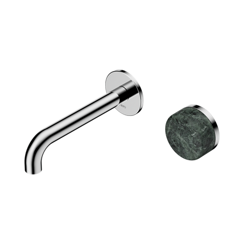 Serenity Progressive Wall Basin Mixer 160mm Spout With Verde Alpi Handle - Nero Serenity Collection - Chrome Finish