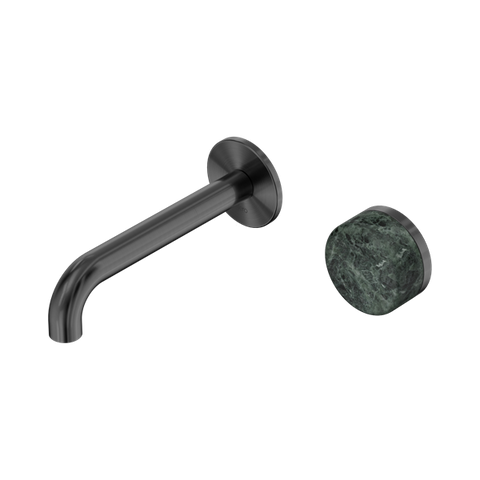 Serenity Progressive Wall Basin Mixer 160mm Spout With Verde Alpi Handle - Nero Serenity Collection - Chrome FinishGun Metal Finish