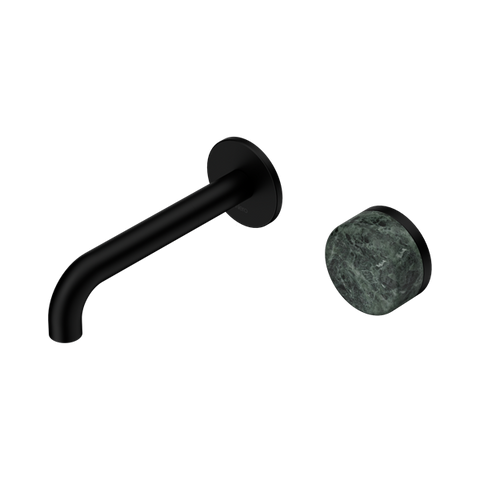 Serenity Progressive Wall Basin Mixer 160mm Spout With Verde Alpi Handle - Nero Serenity Collection - Chrome FinishMatte Black Finish