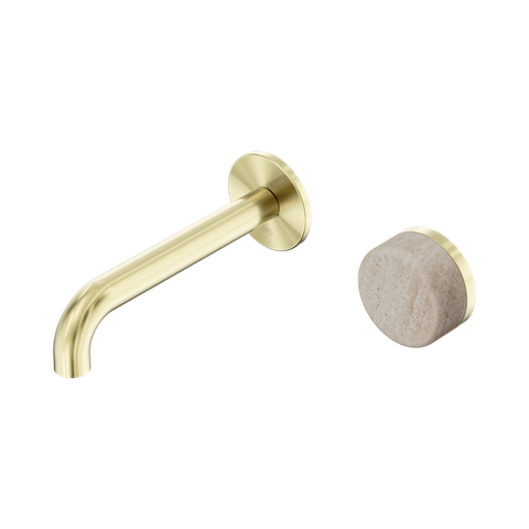 Serenity Progressive Wall Basin Mixer 160mm Spout With Rome Travertine Handle - Nero Serenity Collection - Chrome FinishBrushed Gold Finish