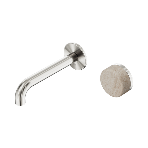 Serenity Progressive Wall Basin Mixer 160mm Spout With Rome Travertine Handle - Nero Serenity Collection - Chrome FinishBrushed Nickel Finish