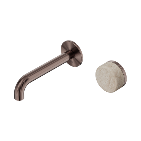 Serenity Progressive Wall Basin Mixer 160mm Spout With Rome Travertine Handle - Nero Serenity Collection - Chrome FinishBrushed Bronze Finish