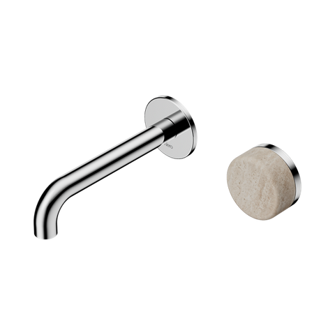 Serenity Progressive Wall Basin Mixer 160mm Spout With Rome Travertine Handle - Nero Serenity Collection - Chrome Finish
