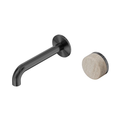 Serenity Progressive Wall Basin Mixer 160mm Spout With Rome Travertine Handle - Nero Serenity Collection - Chrome FinishGun Metal Finish