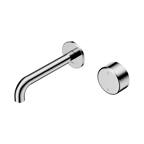 Serenity Progressive Wall Basin Mixer 160mm Spout With Metal Handle - Nero Serenity Collection - Chrome Finish