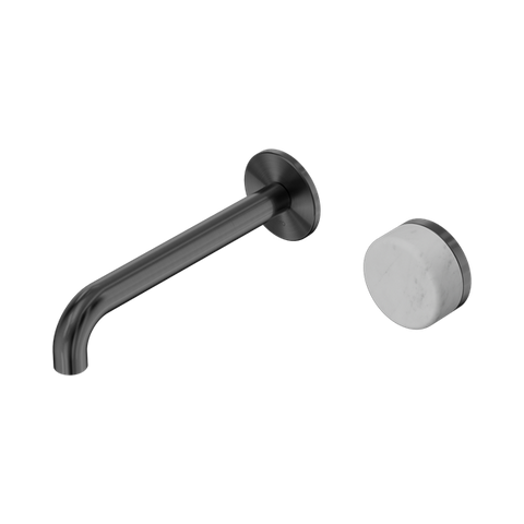 Serenity Progressive Wall Basin Mixer 185mm Spout With Carrara Handle - Nero Serenity Collection - Chrome FinishGun Metal Finish