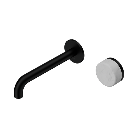 Serenity Progressive Wall Basin Mixer 185mm Spout With Carrara Handle - Nero Serenity Collection - Chrome FinishMatte Black Finish