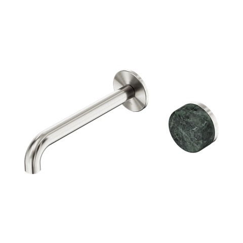Serenity Progressive Wall Basin Mixer 185mm Spout With Verde Alpi Handle - Nero Serenity Collection - Chrome FinishBrushed Nickel Finish
