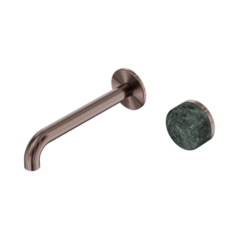 Serenity Progressive Wall Basin Mixer 185mm Spout With Verde Alpi Handle - Nero Serenity Collection - Chrome FinishBrushed Bronze Finish