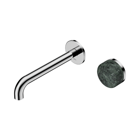 Serenity Progressive Wall Basin Mixer 185mm Spout With Verde Alpi Handle - Nero Serenity Collection - Chrome Finish