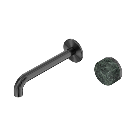 Serenity Progressive Wall Basin Mixer 185mm Spout With Verde Alpi Handle - Nero Serenity Collection - Chrome FinishGun Metal Finish