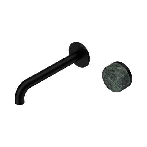 Serenity Progressive Wall Basin Mixer 185mm Spout With Verde Alpi Handle - Nero Serenity Collection - Chrome FinishMatte Black Finish