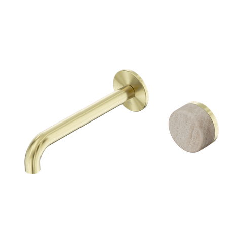 Serenity Progressive Wall Basin Mixer 185mm Spout With Rome Travertine Handle - Nero Serenity Collection - Chrome FinishBrushed Gold Finish
