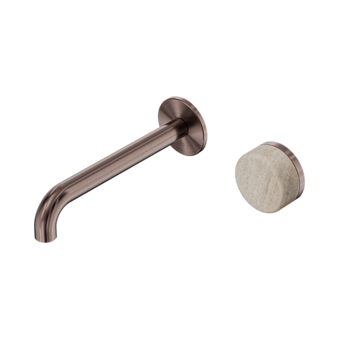 Serenity Progressive Wall Basin Mixer 185mm Spout With Rome Travertine Handle - Nero Serenity Collection - Chrome FinishBrushed Bronze Finish