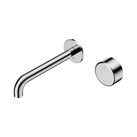 Serenity Progressive Wall Basin Mixer 185mm Spout With Metal Handle - Nero Serenity Collection - Chrome Finish