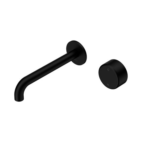 Serenity Progressive Wall Basin Mixer 185mm Spout With Metal Handle - Nero Serenity Collection - Chrome FinishMatte Black Finish
