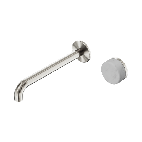 Serenity Progressive Wall Basin Mixer 220mm Spout With Carrara Handle - Nero Serenity Collection - Chrome FinishBrushed Nickel Finish