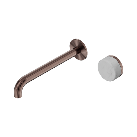 Serenity Progressive Wall Basin Mixer 220mm Spout With Carrara Handle - Nero Serenity Collection - Chrome FinishBrushed Bronze Finish
