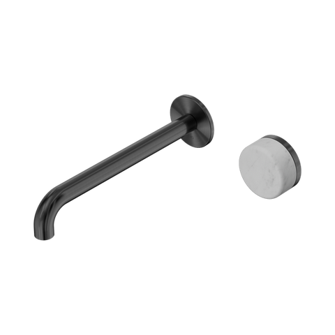 Serenity Progressive Wall Basin Mixer 220mm Spout With Carrara Handle - Nero Serenity Collection - Chrome FinishGun Metal Finish