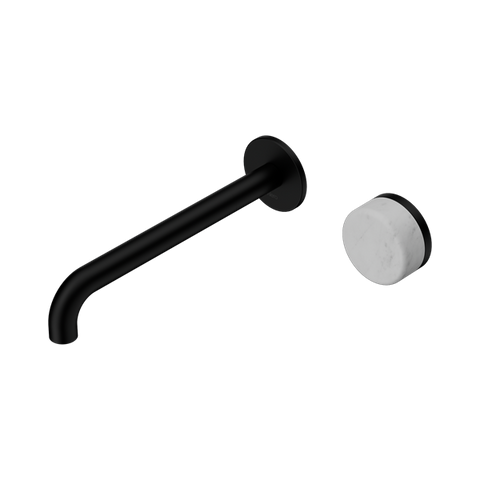 Serenity Progressive Wall Basin Mixer 220mm Spout With Carrara Handle - Nero Serenity Collection - Chrome FinishMatte Black Finish