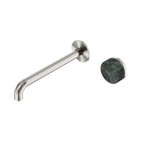 Serenity Progressive Wall Basin Mixer 220mm Spout With Verde Alpi Handle - Nero Serenity Collection - Chrome FinishBrushed Nickel Finish