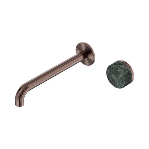 Serenity Progressive Wall Basin Mixer 220mm Spout With Verde Alpi Handle - Nero Serenity Collection - Chrome FinishBrushed Bronze Finish