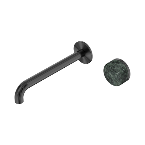 Serenity Progressive Wall Basin Mixer 220mm Spout With Verde Alpi Handle - Nero Serenity Collection - Chrome FinishGun Metal Finish