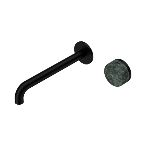 Serenity Progressive Wall Basin Mixer 220mm Spout With Verde Alpi Handle - Nero Serenity Collection - Chrome FinishMatte Black Finish