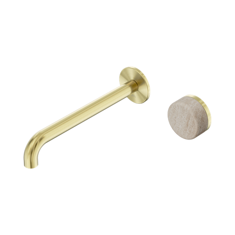 Serenity Progressive Wall Basin Mixer 220mm Spout With Rome Travertine Handle - Nero Serenity Collection - Chrome FinishBrushed Gold Finish