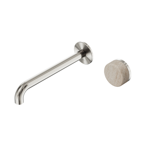 Serenity Progressive Wall Basin Mixer 220mm Spout With Rome Travertine Handle - Nero Serenity Collection - Chrome FinishBrushed Nickel Finish
