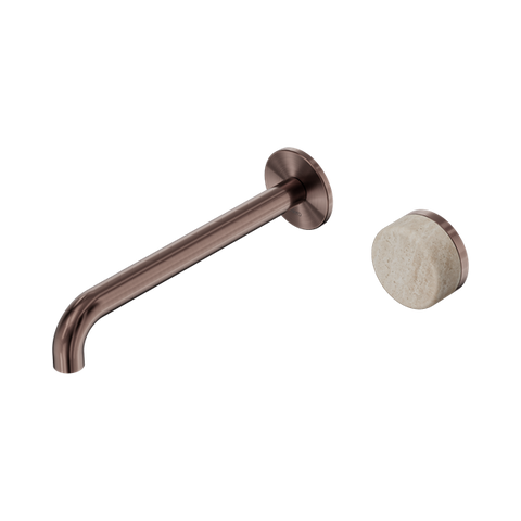 Serenity Progressive Wall Basin Mixer 220mm Spout With Rome Travertine Handle - Nero Serenity Collection - Chrome FinishBrushed Bronze Finish