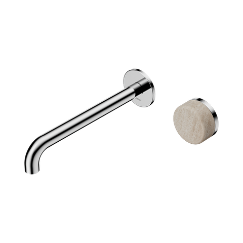 Serenity Progressive Wall Basin Mixer 220mm Spout With Rome Travertine Handle - Nero Serenity Collection - Chrome Finish