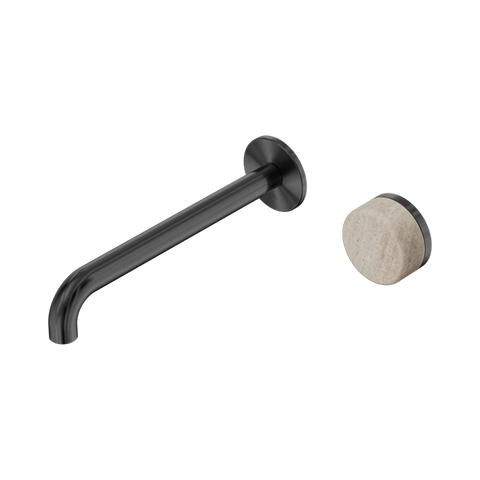 Serenity Progressive Wall Basin Mixer 220mm Spout With Rome Travertine Handle - Nero Serenity Collection - Chrome FinishGun Metal Finish