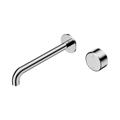 Serenity Progressive Wall Basin Mixer 220mm Spout With Metal Handle - Nero Serenity Collection - Chrome Finish