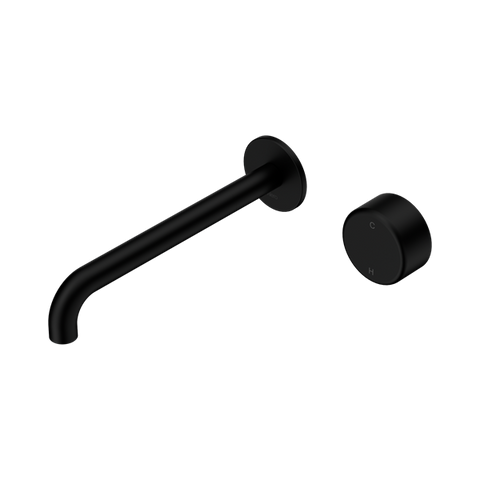 Serenity Progressive Wall Basin Mixer 220mm Spout With Metal Handle - Nero Serenity Collection - Chrome FinishMatte Black Finish