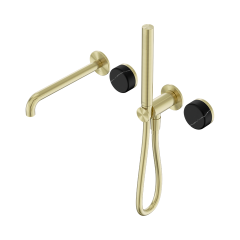 Serenity Progressive Shower System With Spout With Marquina Black Handle And Slim Shower - Nero Serenity Collection - Chrome FinishBrushed Gold Finish