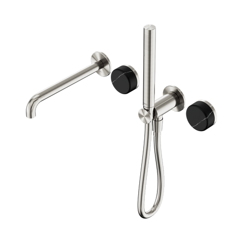 Serenity Progressive Shower System With Spout With Marquina Black Handle And Slim Shower - Nero Serenity Collection - Chrome FinishBrushed Nickel Finish
