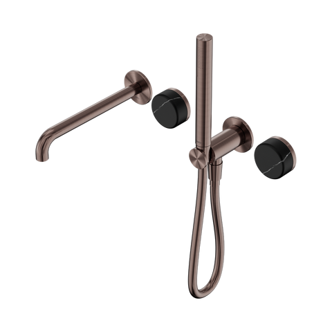 Serenity Progressive Shower System With Spout With Marquina Black Handle And Slim Shower - Nero Serenity Collection - Chrome FinishBrushed Bronze Finish
