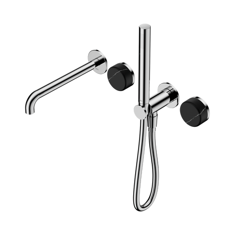 Serenity Progressive Shower System With Spout With Marquina Black Handle And Slim Shower - Nero Serenity Collection - Chrome Finish