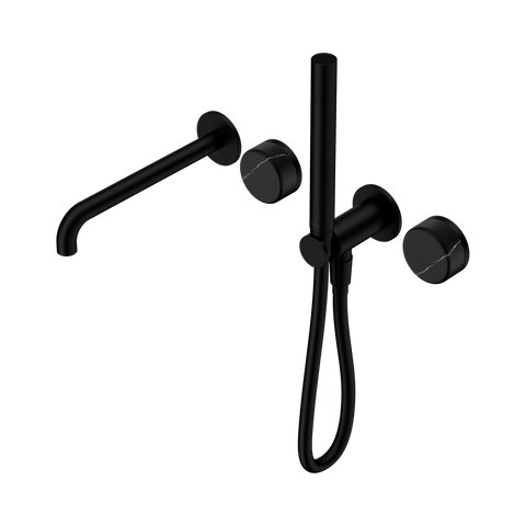 Serenity Progressive Shower System With Spout With Marquina Black Handle And Slim Shower - Nero Serenity Collection - Chrome FinishMatte Black Finish
