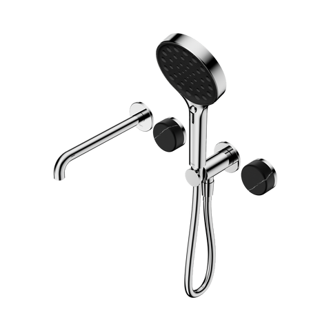 Serenity Progressive Shower System With Spout With Marquina Black Handle And Serenity Hand Shower - Nero Serenity Collection - Chrome Finish