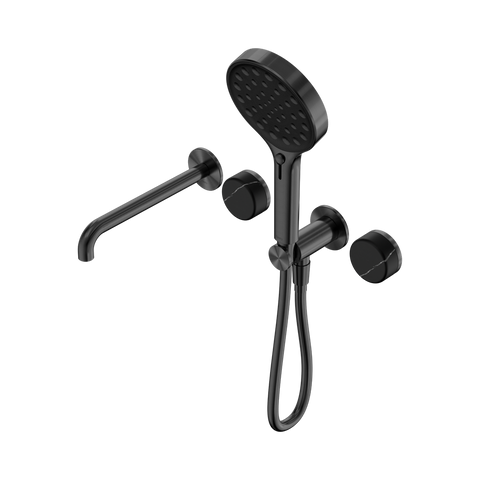Serenity Progressive Shower System With Spout With Marquina Black Handle And Serenity Hand Shower - Nero Serenity Collection - Chrome FinishGun Metal Finish