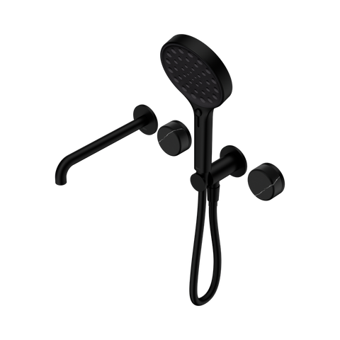 Serenity Progressive Shower System With Spout With Marquina Black Handle And Serenity Hand Shower - Nero Serenity Collection - Chrome FinishMatte Black Finish