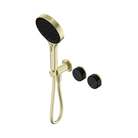 Serenity Progressive Shower System With Marquina Black Handle And Serenity Hand Shower - Nero Serenity Collection - Chrome FinishBrushed Gold Finish